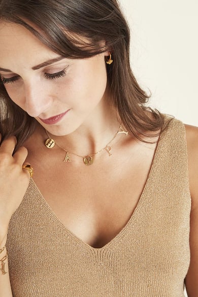 Collier Letters Happy Argenté Acier inoxydable h5 Image4